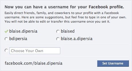 Facebook username