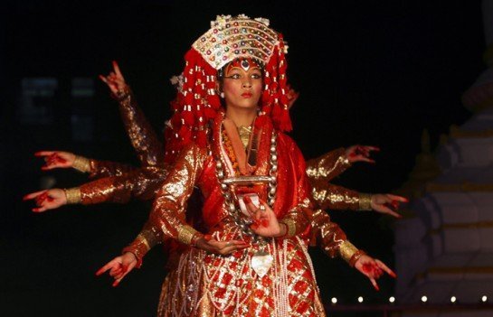 Dancers dressed as Kumari, The Living Goddess, perform a traditional dance in Kathmandu, Nepal in this June 13, 2009 picture. Dancers dressed as Kumari, The Living Goddess, perform a traditional dance in Kathmandu, Nepal in this June 13, 2009 picture.